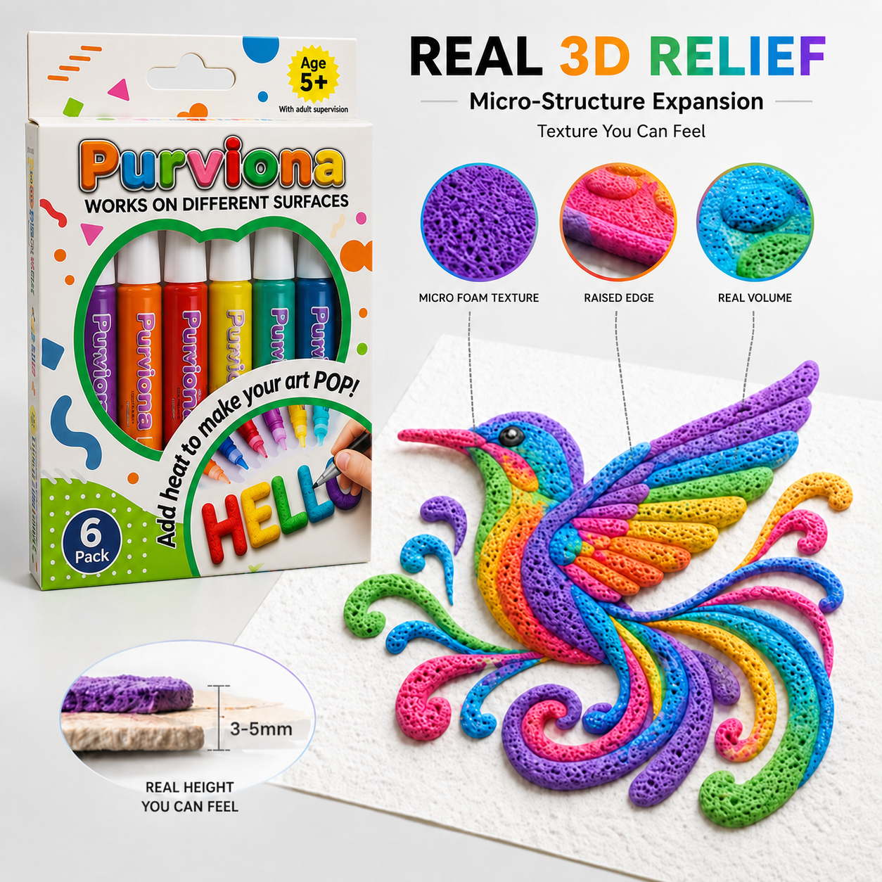 🦄👗Save66% by ordering today丨Ptolcno® 3D Relief Art Pen – Turn Flat Drawings Into Touchable 3D Art🪄